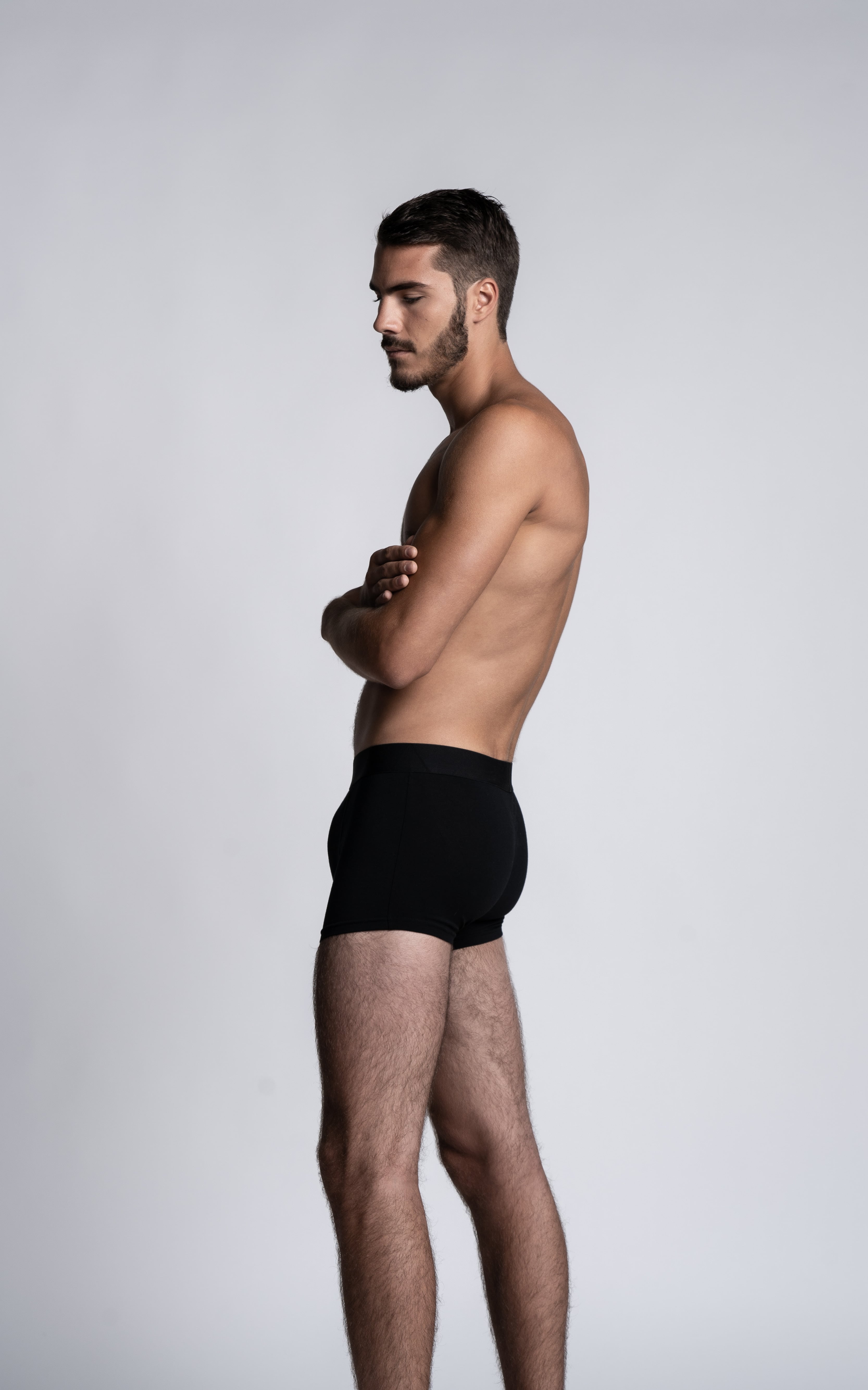 Homme mannequin portant un boxer calecon Arpenans noir de la marque S BORDEAUX