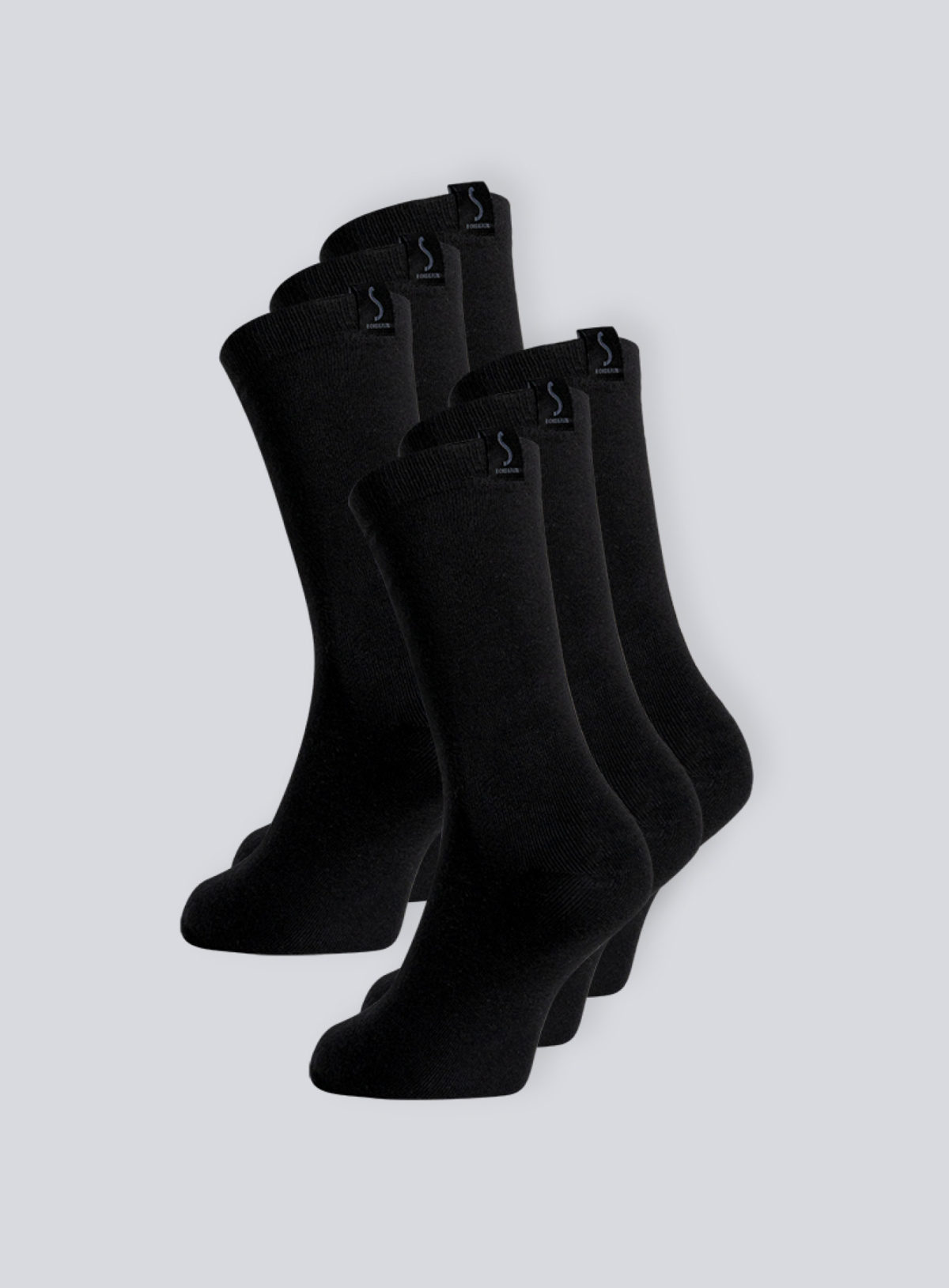 Six paires de chaussettes noirs pour homme mi-mollet de la marque S BORDEAUX