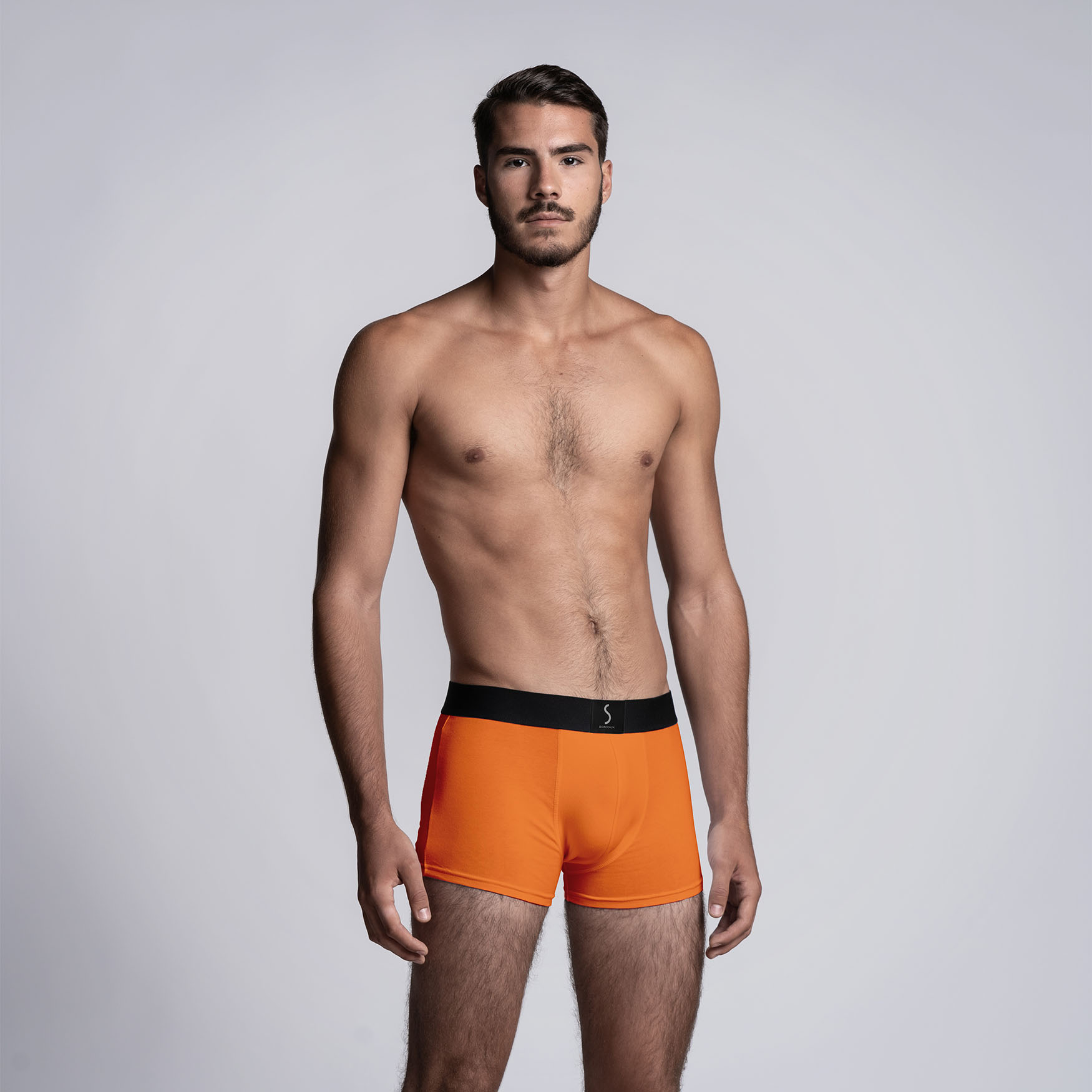 Mahon - Boxer orange en coton pour homme de la collection TousJours® — S BORDEAUX®