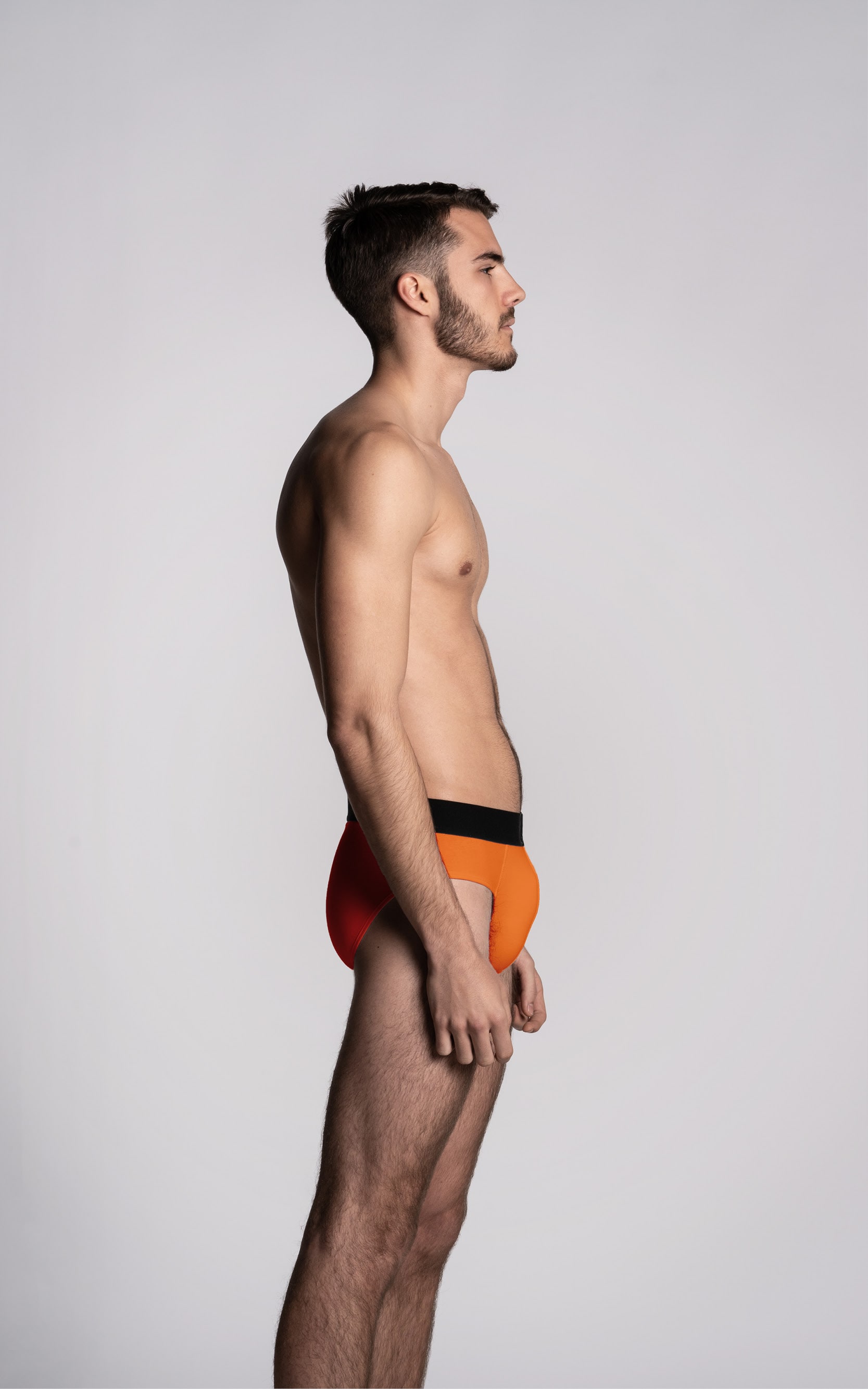 Aumale - Slip orange coupe enveloppante pour homme avec ceinture noir — S BORDEAUX®